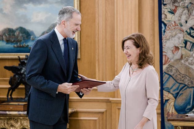 King Felipe VI and the President of the Congress of Deputies, Francina Armengol, during the act of sanction of the reform of Article 69, Paragraph 3 of the Spanish Constitution, at the Zarzuela Palace, on May 19, 2026, in Madrid Spain The reform of Article 69, Paragraph 3 of the Spanish Constitution will allow the island of Formentera to elect its own senator, independently of the one elected by the island of Eivissa 19 MAY 2026 Carlos Lujá Madrid Madrid Spain  Copyright: xCarlosxLujanx 7533366