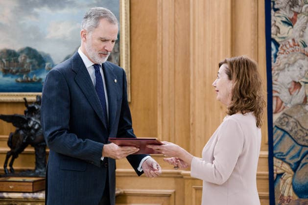 King Felipe VI and the President of the Congress of Deputies, Francina Armengol, during the act of sanction of the reform of Article 69, Paragraph 3 of the Spanish Constitution, at the Zarzuela Palace, on May 19, 2026, in Madrid Spain The reform of Article 69, Paragraph 3 of the Spanish Constitution will allow the island of Formentera to elect its own senator, independently of the one elected by the island of Eivissa 19 MAY 2026 Carlos Lujá Madrid Madrid Spain  Copyright: xCarlosxLujanx 7533364