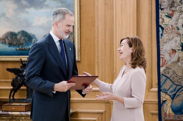 King Felipe VI and the President of the Congress of Deputies, Francina Armengol, during the act of sanction of the reform of Article 69, Paragraph 3 of the Spanish Constitution, at the Zarzuela Palace, on May 19, 2026, in Madrid Spain The reform of Article 69, Paragraph 3 of the Spanish Constitution will allow the island of Formentera to elect its own senator, independently of the one elected by the island of Eivissa 19 MAY 2026 Carlos Lujá Madrid Madrid Spain  Copyright: xCarlosxLujanx 7533365