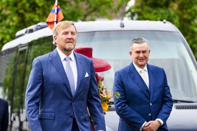 Wessem, The Netherlands, 2026-05-19 09:33:06 WESSEM, 19-05-2026 King Willem Alexander and Queen Maxima during a regional visit to the municipalities of Maasgouw, Echt-Susteren, Roerdalen, and Roermond. PHOTO: NLBeeld Patrick van Emst In the photo: The regional visit starts in Wessem, where the Royal Couple is musically welcomed by local music associations and the local militia. Subsequently, the Couple engages in conversation with members of associations, including young people, about the significance of associational life for the quality of life and the ways in which new generations are involved. Credit: NL Beeld Patrick van Emst Copyright: xx x
