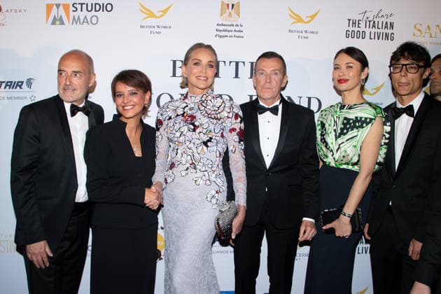 79ème Festival International du Film de Cannes Soirée Better World Fund Gala Gilles Muzas, Najat Vallaud Belkacem, Sharon Stone, Manuel Collas de La Roche, Olga Kurylenko, attend The Better World Fund Gala Cannes 2026 on May 18, 2026 in Cannes, France 456373 2026 05 18  Copyright: xL.Urmanx xStarfacex STAR_456373_001
