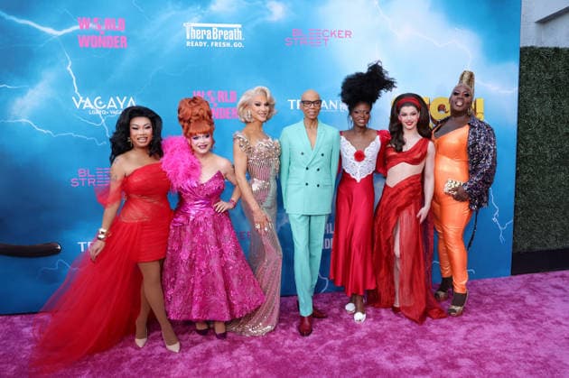 Jujubee, Ginger Minj, Brooke Lynn Hytes, RuPaul, Symone, Marty Lauter and Latrice Royale attend the Los Angeles premiere of Stop! That Train! at Harmony Gold on Monday, May 18, 2026. Storyline: Two train stewardess BFFs switch from a dull railway to the luxurious Glamazonian Express. During a massive storm, they must work with snooty first-class crew and President Gagwell to prevent disaster in LA.  LAP20260518685 GREGxGRUDT