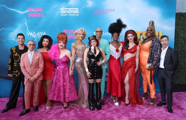 Matt Rogers, Adam Shankman, Jujubee, Ginger Minj, Brooke Lynn Hytes, Rachel Bloom, RuPaul, Marty Lauter, Latrice Royale and Brian Jordan Alvarez attend the Los Angeles premiere of Stop! That Train! at Harmony Gold on Monday, May 18, 2026. Storyline: Two train stewardess BFFs switch from a dull railway to the luxurious Glamazonian Express. During a massive storm, they must work with snooty first-class crew and President Gagwell to prevent disaster in LA. LAP20260518686 GREGxGRUDT