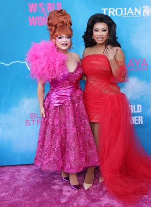 Ginger Minj and Jujubee attend the Los Angeles premiere of Stop! That Train! at Harmony Gold on Monday, May 18, 2026. Storyline: Two train stewardess BFFs switch from a dull railway to the luxurious Glamazonian Express. During a massive storm, they must work with snooty first-class crew and President Gagwell to prevent disaster in LA.  LAP20260518662 GREGxGRUDT