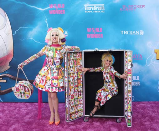 Katy Bahm and Betsey Johnson attend the Los Angeles premiere of Stop! That Train! at Harmony Gold on Monday, May 18, 2026. Storyline: Two train stewardess BFFs switch from a dull railway to the luxurious Glamazonian Express. During a massive storm, they must work with snooty first-class crew and President Gagwell to prevent disaster in LA.  LAP20260518666 GREGxGRUDT