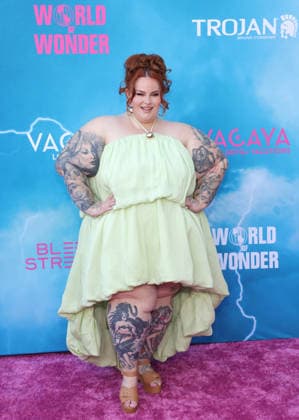 Tess Holliday attends the Los Angeles premiere of Stop! That Train! at Harmony Gold on Monday, May 18, 2026. Storyline: Two train stewardess BFFs switch from a dull railway to the luxurious Glamazonian Express. During a massive storm, they must work with snooty first-class crew and President Gagwell to prevent disaster in LA.  LAP20260518676 GREGxGRUDT