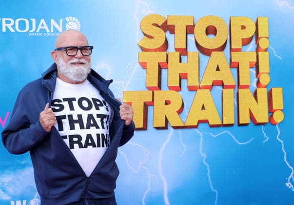 Tom Campbell attends the Los Angeles premiere of Stop! That Train! at Harmony Gold on Monday, May 18, 2026. Storyline: Two train stewardess BFFs switch from a dull railway to the luxurious Glamazonian Express. During a massive storm, they must work with snooty first-class crew and President Gagwell to prevent disaster in LA.  LAP20260518747 GREGxGRUDT