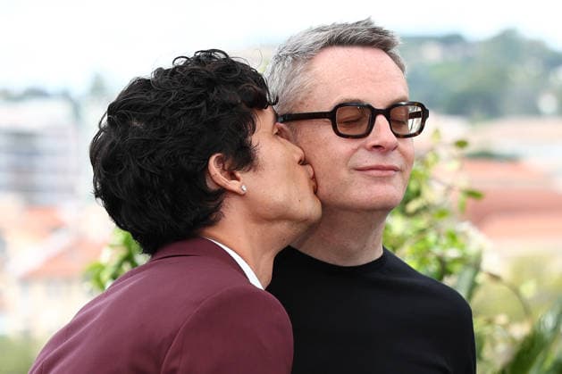May 19, 2026, Cannes, Cote D azur, France: CHARLES MELTON kisses the right cheek of his director NICOLAS WINDING REFNS during the Her Private Hell photocall at the 79th Annual Cannes Film Festival at Palais des Festivals in Cannes, France. Cannes France  - ZUMAc179 20260519_zep_c179_018 Copyright: xMickaelxChavetx