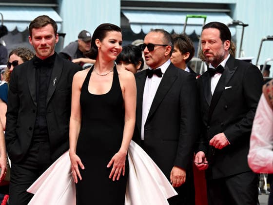 IPA84866242 - Cannes, 79th Cannes Film Festival 2026, Evening 8. Red Carpet Minotaur. Pictured are Varvara Shmykova, Yuriy Zavalnyouk, Iris Lebedeva, Andrey Zvyagintsev, Dmitriy Mazurov  Copyright: xManuelexMangiarottix xPoolxPhotoxEventsx07x 84866242