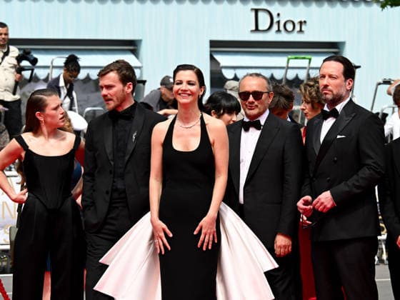 IPA84866246 - Cannes, 79th Cannes Film Festival 2026, Evening 8. Red Carpet Minotaur. Pictured are Varvara Shmykova, Yuriy Zavalnyouk, Iris Lebedeva, Andrey Zvyagintsev, Dmitriy Mazurov  Copyright: xManuelexMangiarottix xPoolxPhotoxEventsx07x 84866246