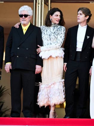IPA84873584 - Cannes, 79th Cannes Film Festival 2025 - evening 8. red carpet of AMARGA NAVIDAD. Pictured are Pedro Almodovar, Barbara Lennie and Patrick Criado.  Copyright: xSimonexComix xPoolxPhotoxEventsx07x 84873584