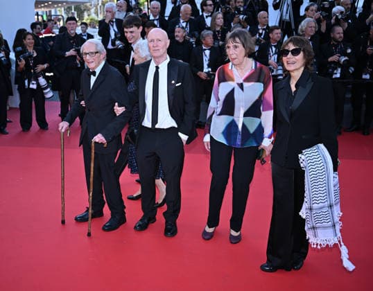 79th Cannes Film Festival: Amarga Navidad (Bitter Christmas) screening CANNES, FRANCE - MAY 19: British director Ken Loach (3rd L), Scottish screenwriter and lawyer Paul Laverty (3rd R) and British producer Rebecca O Brien (2nd R) arrive for the screening of the film Amarga Navidad (Bitter Christmas) at the 79th edition of the Cannes Film Festival in Cannes, France on May 19, 2026. Mustafa Yalcin Anadolu Cannes Fransa. Editorial use only. Please get in touch for any other usage.  Copyright: x2026xAnadoluxMustafaxYalcinx