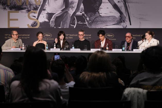 Didier Allouch, Havana Rose Liu, Sophie Thatcher, Nicolas Winding Refn, Charles Melton, Pino Donaggio, Kristine Froseth Press conference for the film Her Private Hell at the 79th Cannes International Film Festival on 19 May 2026 Franck Boutonnet Pool Bestimage Press conference for the film Her Private Hell at the 79th Cannes International Film Festival on 19 May 2026 Cannes France  Copyright: xFranckxBoutonnetx xPoolx xBestimagexFranckxBoutonnetx xPoolx xBestimagex