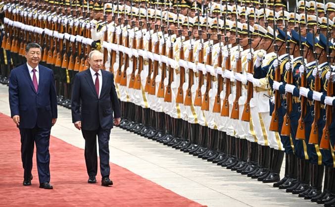China Russia 9169374 20.05.2026 Russian President Vladimir Putin attends a welcome ceremony with Chinese President Xi Jinping outside the Great Hall of the People in Beijing, China. Kristina Solovyova Sputnik Beijing China  Copyright: xKristinaxSolovyovax