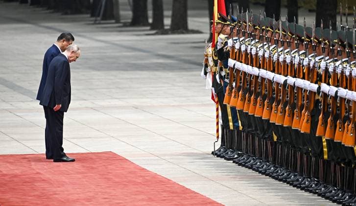 China Russia 9169375 20.05.2026 Russian President Vladimir Putin attends a welcome ceremony with Chinese President Xi Jinping outside the Great Hall of the People in Beijing, China. Kristina Solovyova Sputnik Beijing China  Copyright: xKristinaxSolovyovax