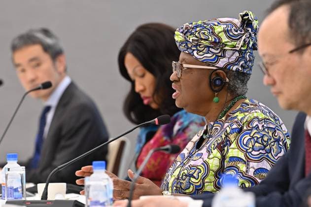 WTO Leader Hold Meetings in Tokyo TOKYO, JAPAN - MAY 20: World Trade Organization Director-General Ngozi Okonjo-Iweala speaks during a meeting with Japan Business Federation, Keidanren, Chairman Yoshinobu Tsutsui (not seen)and Japanese business leaders at Keidanren Kaikan in Tokyo, Japan, on May 20, 2026. Keidanren hosted the meeting as part of its follow-up on WTO reform proposals, amid growing concerns over protectionism, trade restrictions and pressure on the rules-based international economic order. David Mareuil Anadolu Tokyo Japan. Editorial use only. Please get in touch for any other usage.  Copyright: x2026xAnadoluxDavidxMareuilx