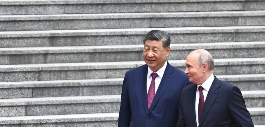 China Russia 9169379 20.05.2026 Russian President Vladimir Putin attends a welcome ceremony with Chinese President Xi Jinping outside the Great Hall of the People in Beijing, China. Kristina Solovyova Sputnik Beijing China  Copyright: xKristinaxSolovyovax