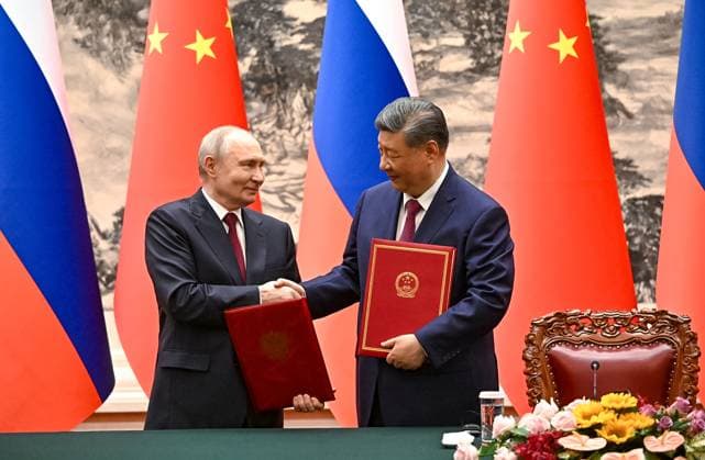 China Russia 9169464 20.05.2026 Russian President Vladimir Putin and Chinese President Xi Jinping attend a signing ceremony following a meeting in expanded format at the Great Hall of the People in Beijing, China. Kristina Solovyova Sputnik Beijing China  Copyright: xKristinaxSolovyovax