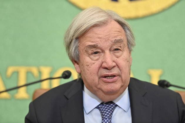 UN Secretary-General Antonio Guterres press conference in Tokyo TOKYO, JAPAN - MAY 20: United Nations Secretary-General Antonio Guterres speaks during a press conference at the Japan National Press Club in Tokyo, Japan, on May 20, 2026. Guterres is visiting Japan as Tokyo hosts, for the first time in Asia, a meeting of the United Nations System Chief Executives Board for Coordination, and as Japan marks 70 years since joining the United Nations. David Mareuil Anadolu Tokyo Japan. Editorial use only. Please get in touch for any other usage.  Copyright: x2026xAnadoluxDavidxMareuilx