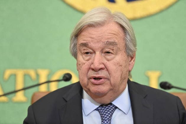 UN Secretary-General Antonio Guterres press conference in Tokyo TOKYO, JAPAN - MAY 20: United Nations Secretary-General Antonio Guterres speaks during a press conference at the Japan National Press Club in Tokyo, Japan, on May 20, 2026. Guterres is visiting Japan as Tokyo hosts, for the first time in Asia, a meeting of the United Nations System Chief Executives Board for Coordination, and as Japan marks 70 years since joining the United Nations. David Mareuil Anadolu Tokyo Japan. Editorial use only. Please get in touch for any other usage.  Copyright: x2026xAnadoluxDavidxMareuilx
