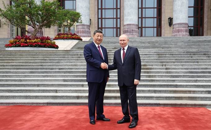 Russian President Vladimir Putin meets with Chinese President Xi Jinping during talks at the Great Hall of the People, during Putin s visit to Beijing, China Russian President Vladimir Putin meets with Chinese President Xi Jinping during talks at the Great Hall of the People, during Putin s visit to Beijing, China, May 20, 2026. Photo by Russian President official apaimages Russia Russia Russian Federation 200526_China_RPO_00(18) Copyright: xapaimagesxRussianxForeignxMinistry sxofficialx xapaimagesx