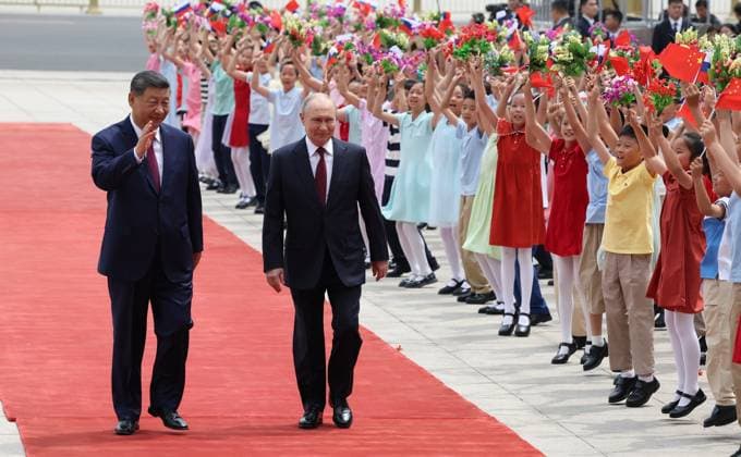 Russian President Vladimir Putin meets with Chinese President Xi Jinping during talks at the Great Hall of the People, during Putin s visit to Beijing, China Russian President Vladimir Putin meets with Chinese President Xi Jinping during talks at the Great Hall of the People, during Putin s visit to Beijing, China, May 20, 2026. Photo by Russian President official apaimages Russia Russia Russian Federation 200526_China_RPO_00(49) Copyright: xapaimagesxRussianxForeignxMinistry sxofficialx xapaimagesx