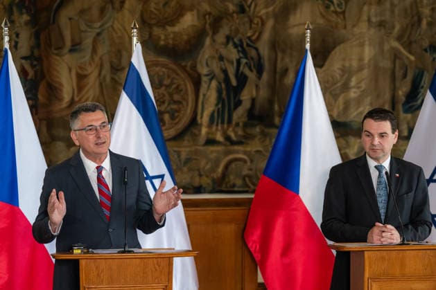 Press conference on talks between Czech and Israeli foreign ministers, Petr Macinka (right) and Gideon Saar (left) in Prague, Czech Republic, May 20, 2026. (CTKxPhoto OndrejxDeml) CTKPhotoP2026052004441  CTKPhotoP2026052004441