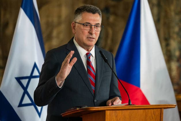 Press conference on talks between Czech and Israeli foreign ministers, Petr Macinka (not pictured) and Gideon Saar (pictured) in Prague, Czech Republic, May 20, 2026. (CTKxPhoto OndrejxDeml) CTKPhotoP2026052004748  CTKPhotoP2026052004748