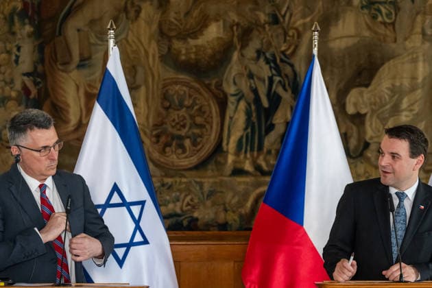 Press conference on talks between Czech and Israeli foreign ministers, Petr Macinka (right) and Gideon Saar (left) in Prague, Czech Republic, May 20, 2026. (CTKxPhoto OndrejxDeml) CTKPhotoP2026052004793  CTKPhotoP2026052004793