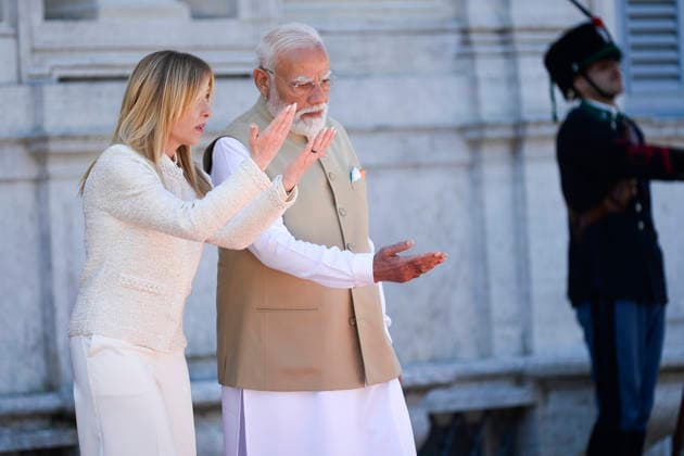 IPA84893020 - Rome The Prime Minister s Office meets with the Prime Minister of India at Villa Pamphilj. In the photo Giorgia Meloni Narendra Modi  Copyright: xSTEFANOxCAROFEIx xSTEFANOxCAROFEIx xFOTOGRAMMAx 84893020
