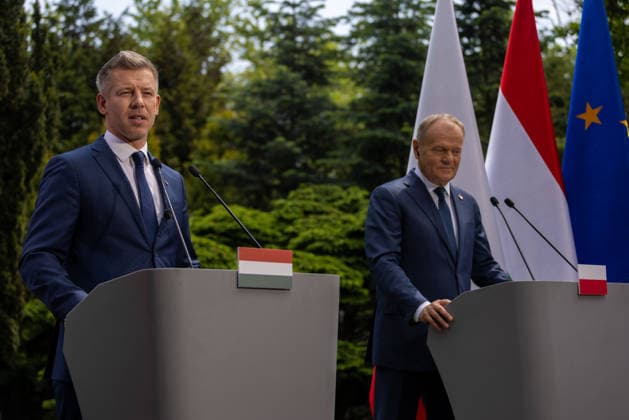 May 20, 2026, Warsaw, Poland: Polish Prime Minister Donald Tusk and Hungarian Prime Minister Peter Magyar during a joint press conference following talks on bilateral cooperation, security and European policy in Warsaw. Warsaw Poland - ZUMAl194 20260520_zip_l194_020 Copyright: xMarekxLadzinskix