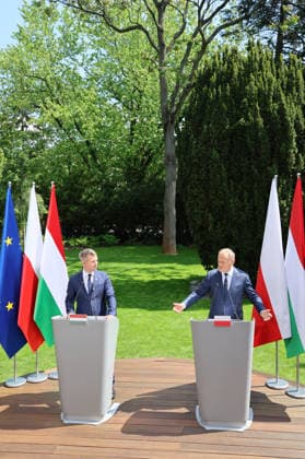Hungarian prime minister visits Poland Photo: Wojciech Olkusnik East News Newly elected prime minister of Hungary Peter Magyar attends a joint press conference with Polish prime minister Donald Tusk after their meeting on May 20, 2026 in Warsaw, Poland. This is the first foreign visit of a new Hungarian leader after winning parliamentary elections in April. EN_01677831_0357 