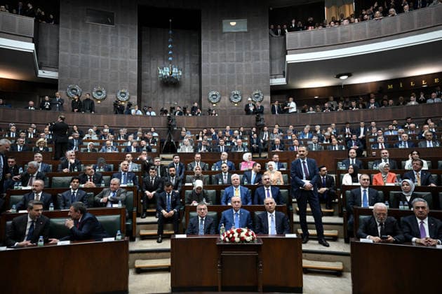 AK Party Group Meeting in Ankara ANKARA, TURKIYE - MAY 20: Turkish President and Leader of the Justice and Development (AK) Party Recep Tayyip Erdogan attends his party s group meeting at the Turkish Grand National Assembly in Ankara, Turkiye on May 20, 2026. Rasit Aydogan Anadolu Ankara Turkey. Editorial use only. Please get in touch for any other usage.  Copyright: x2026xAnadoluxRasitxAydoganx