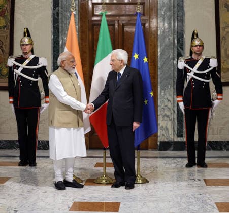 RECORD DATE NOT STATED Prime Minister Narendra Modi meets Italian President Sergio Mattarella Rome Italy , May 20 (ANI): Prime Minister Narendra Modi meets Italian President Sergio Mattarella, in Rome on Wednesday. (DPR PMO ANI Photo) Rome Italy Copyright: xANIx ANI_20260520120