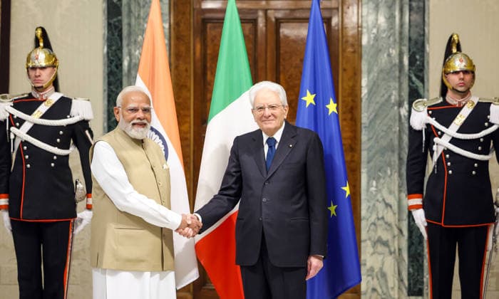 Prime Minister Narendra Modi meets Italian President Sergio Mattarella Rome Italy , May 20 (ANI): Prime Minister Narendra Modi meets Italian President Sergio Mattarella, in Rome on Wednesday. (DPR PMO ANI Photo) Rome Italy Copyright: xANIx ANI_20260520121