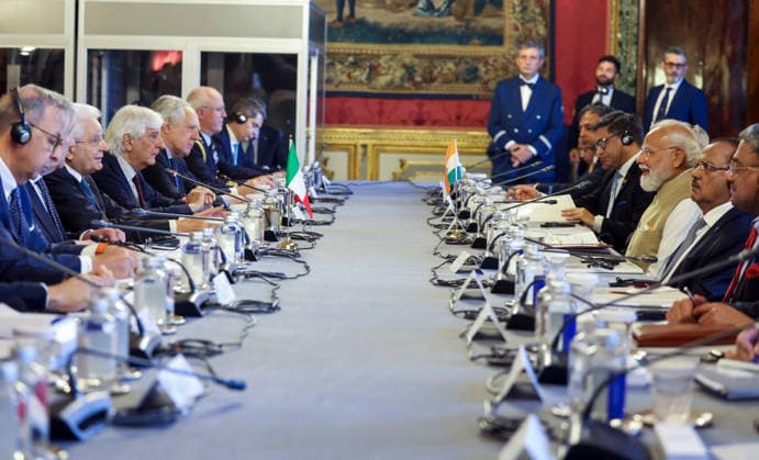 Prime Minister Narendra Modi meets Italian President Sergio Mattarella Rome Italy , May 20 (ANI): Prime Minister Narendra Modi meets Italian President Sergio Mattarella, in Rome on Wednesday. (DPR PMO ANI Photo) Rome Italy Copyright: xANIx ANI_20260520123