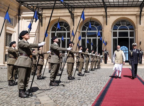 Prime Minister Narendra Modi during his visit to hold a meeting with Italian President Sergio Mattarella (unseen) Rome Italy , May 20 (ANI): Prime Minister Narendra Modi during his visit to hold a meeting with Italian President Sergio Mattarella (unseen), in Rome on Wednesday. (DPR PMO ANI Photo) Rome Italy Copyright: xANIx ANI_20260520134