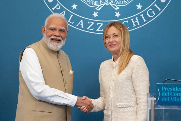 Giorgia Meloni and Narendra Modi At Press Conference - Rome Italian Prime Minister Giorgia Meloni and Indian Prime Minister Narendra Modi meet journalists during a press conference at Villa Pamphilj in Rome, Italy on May 20, 2026. Photo by Andrea Bracaglia ABACAPRESS.COM Rome Italy Italy  Copyright: xBracagliaxAndrea ABACAx