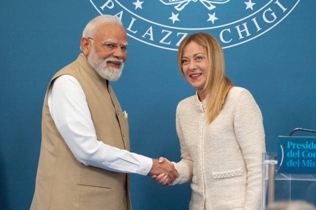 Giorgia Meloni and Narendra Modi At Press Conference - Rome Italian Prime Minister Giorgia Meloni and Indian Prime Minister Narendra Modi meet journalists during a press conference at Villa Pamphilj in Rome, Italy on May 20, 2026. Photo by Andrea Bracaglia ABACAPRESS.COM Rome Italy Italy  Copyright: xBracagliaxAndrea ABACAx