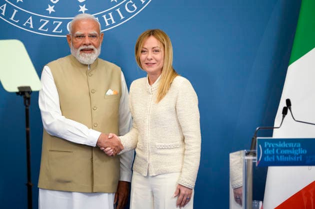 IPA84895737 - Rome The Prime Minister s Office meets with the Prime Minister of India at Villa Pamphilj. Press statements In the photo Giorgia Meloni Narendra Modi  Copyright: xSTEFANOxCAROFEIx xSTEFANOxCAROFEIx xFOTOGRAMMAx 84895737