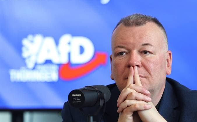 Pressekonferenz AfD - Plagiatsgutachten 20.05.2026, Erfurt, Thueringer Landtag, Raum F056, Pressekonferenz zum neuen Plagiatsgutachten zur Doktorarbeit von Ministerpraesident Mario Voigt unter dem Titel Wissenschaftssimulation? Neues Gutachten belastet Mario Voigts Doktorarbeit schwer im Bild: Dr. Stefan Weber (Privatdozent an der Universitaet Wien) *** Press conference AfD plagiarism report 20 05 2026, Erfurt, Thuringian state parliament, room F056, Press conference on the new plagiarism report on the doctoral thesis of State Premier Mario Voigt under the title Science simulation New report heavily incriminates Mario Voigts doctoral thesis in the picture Dr Stefan Weber private lecturer at the University of Vienna