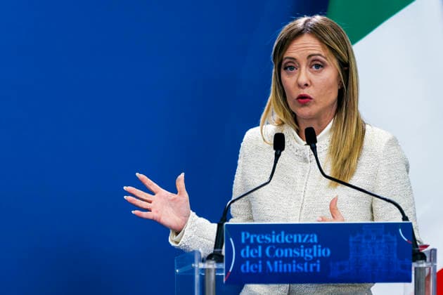 May 20, 2026, Rome, Italia, Italy: Statements to the press by Prime Minister Giorgia Meloni. Rome, May 20, 2026 *** Local Caption *** Villa Pamphili, Dichiarazioni alla stampa del il Presidente del Consiglio dei Ministri e del Primo Ministro dell India nella foto la Presidente del Consiglio dei Ministri Giorgia Meloni,Roma 20 05 2026 Rome Italy  - ZUMAa289 20260520_zia_a289_098 Copyright: xFrancescoxFotiax xAgfx