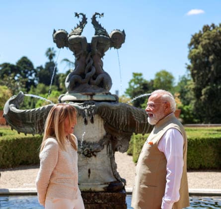 RECORD DATE NOT STATED PM Modi attends delegation-level talks with Prime Minister Giorgia Meloni of Italy Rome Italy , May 20 (ANI): Prime Minister Narendra Modi in a conversation with Italian Prime Minister Giorgia Meloni as he arrives to attend delegation-level talks, in Rome on Wednesday. (Narendra Modi Photo Gallery ANI Photo) Rome Italy Copyright: xANIx ANI_20260520234