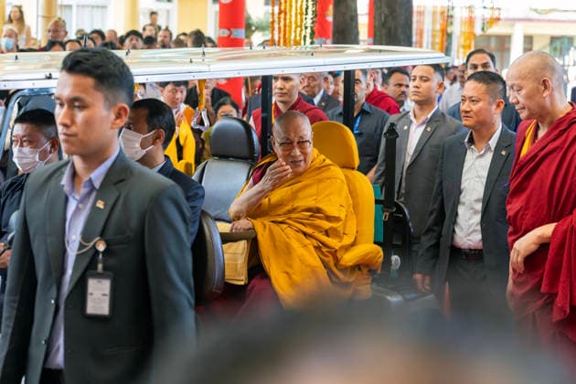 May 20, 2026, Palampur, Dharamshala, India: Tibetan spiritual Leader the Dalai Lama arriving in temple to attend a long life prayer offered to him by Central Dokham Chushi Gangdrug and Himalayan Buddhist Cultural Association at the Main Tibetan Temple in Mcleodganj, Dharamshala ..NOTE: EDITORIAL USE ONLY. Palampur India  - ZUMAb235 20260520_zip_b235_012 Copyright: xShaileshxBhatnagarx