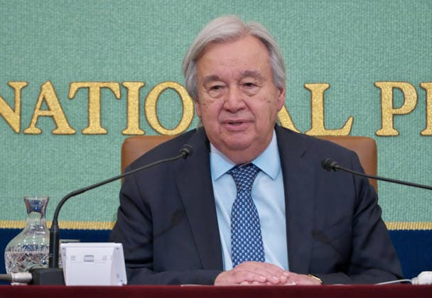 UN Secretary-General Antonio Guterres attend a press conference in Tokyo, Japan on Wednesday, May 20, 2026.  TKP2026052003 KEIZOxMORI