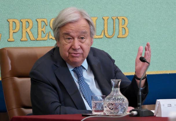 UN Secretary-General Antonio Guterres attend a press conference in Tokyo, Japan on Wednesday, May 20, 2026.  TKP2026052008 KEIZOxMORI