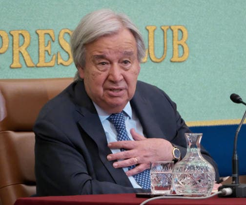 UN Secretary-General Antonio Guterres attend a press conference in Tokyo, Japan on Wednesday, May 20, 2026.  TKP2026052009 KEIZOxMORI