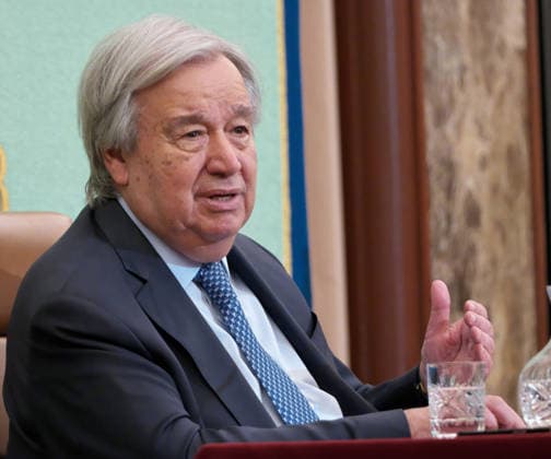 UN Secretary-General Antonio Guterres attend a press conference in Tokyo, Japan on Wednesday, May 20, 2026.  TKP2026052010 KEIZOxMORI