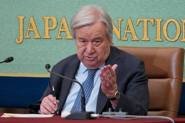 UN Secretary-General Antonio Guterres attend a press conference in Tokyo, Japan on Wednesday, May 20, 2026.  TKP2026052011 KEIZOxMORI