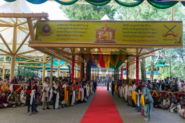 May 20, 2026, Palampur, Dharamshala, India: Members of Central Dokham Chushi Gangdrug and Himalayan Buddhist Cultural Association standing with ceremonial scarf to welcome Tibetan spiritual Leader the Dalai Lama during a Long Life Prayer offered to him by Central Dokham Chushi Gangdrug and Himalayan Buddhist Cultural Association at the Main Tibetan Temple in Mcleodganj, Dharamshala ..NOTE: EDITORIAL USE ONLY. Palampur India - ZUMAb235 20260520_zip_b235_015 Copyright: xShaileshxBhatnagarx